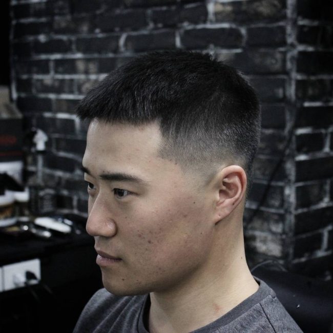 Medium Crew Buzz Cut Asian 