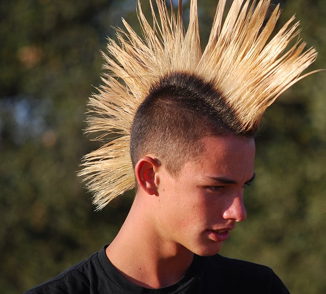 Spiky Blonde Fanned Mohawk