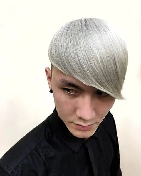 Ash Blonde Asian Cap Style with Side Quiff
