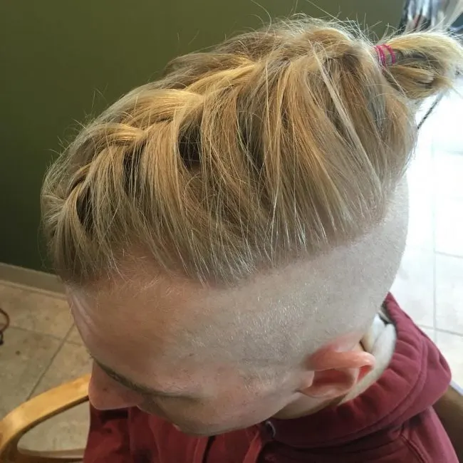 Blonde Top Knot with Man Braid