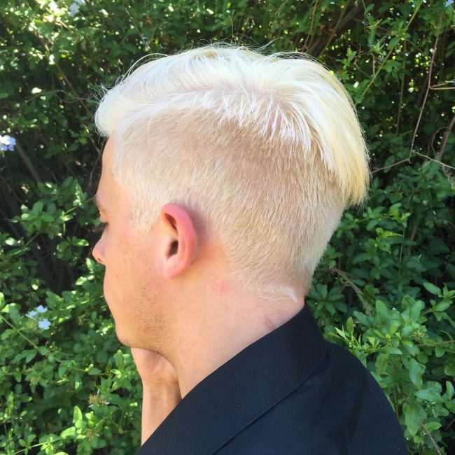 Blonde to Platinum Blonde High Fade Pompadour