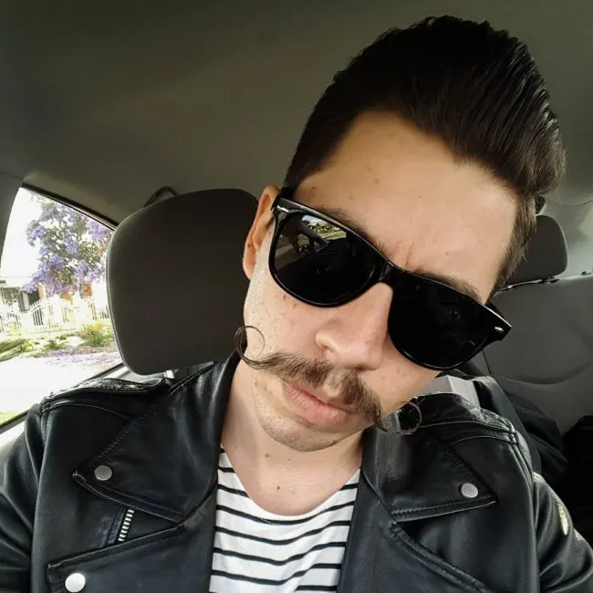 Mustache and Pompadour Haircut