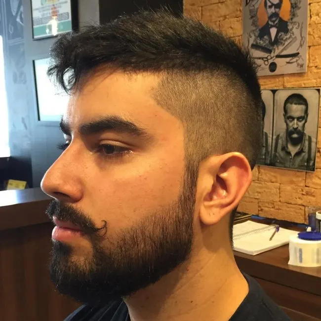 Mustache with Medium Fade Haircut and Beards