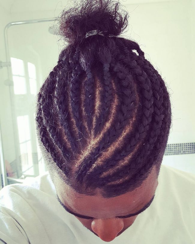 Stylish Cornrows with Top Knot