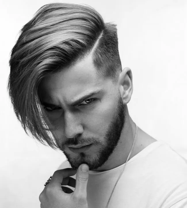 mid fade one side haircut style｜TikTok Search