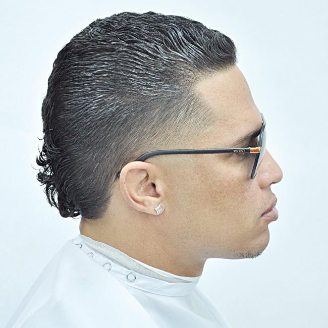 Textured Slicked Back Top with Medium Fade