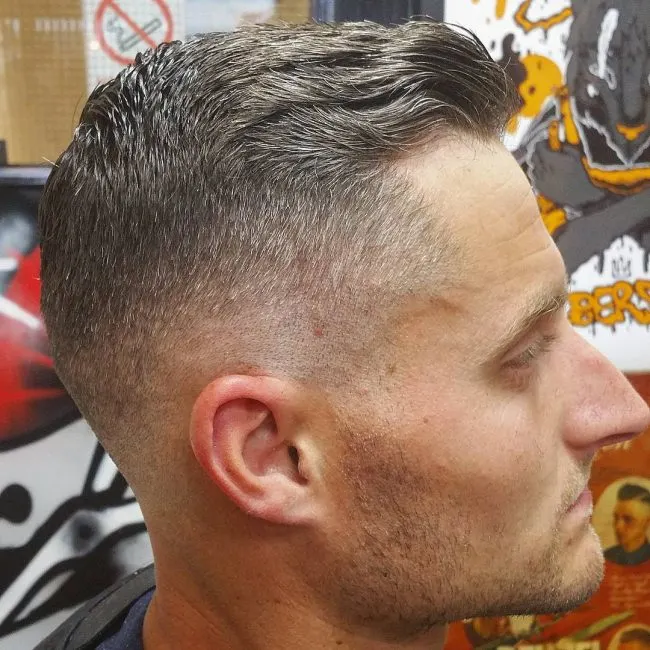  High Fade with Wavy Pomade Top
