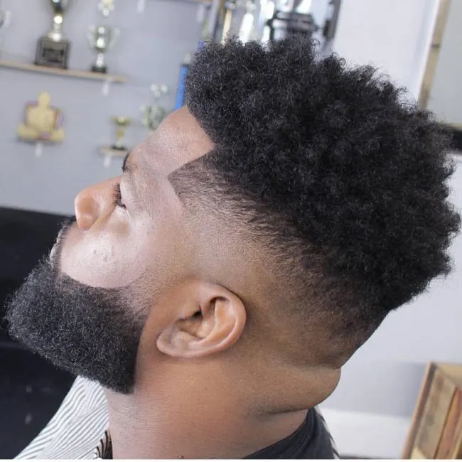 Afro Curls and Bald Fade