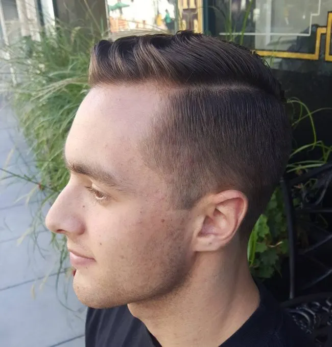 Long Top Combover with Temple Fade