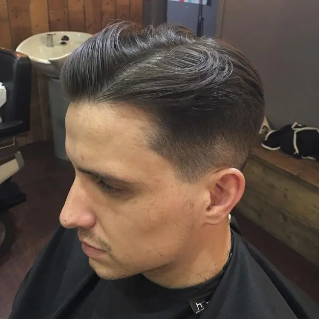 Vintage Combover with Low Fade