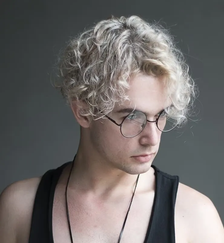 men's bleached curly hair