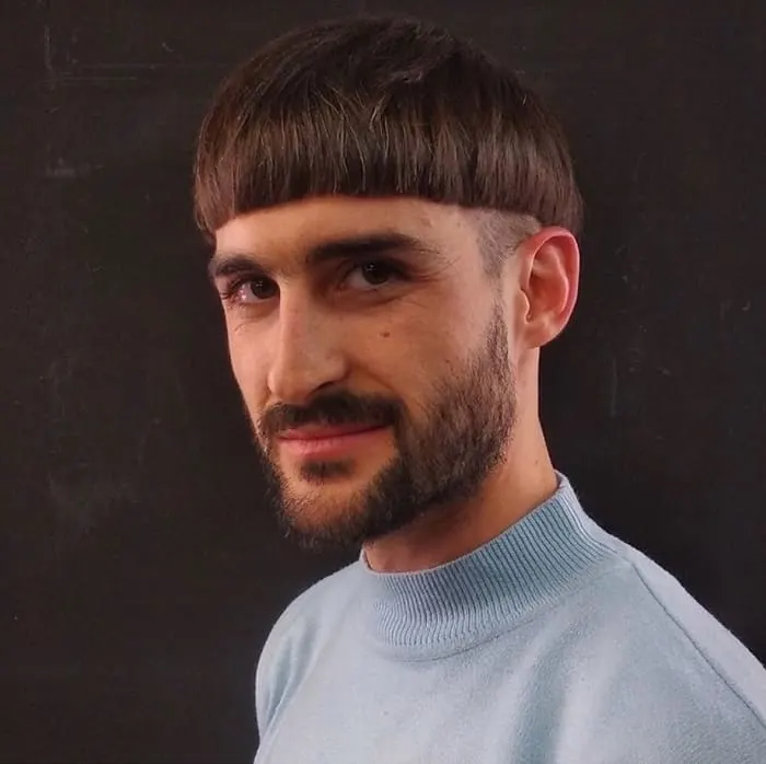 bowl haircut with beard