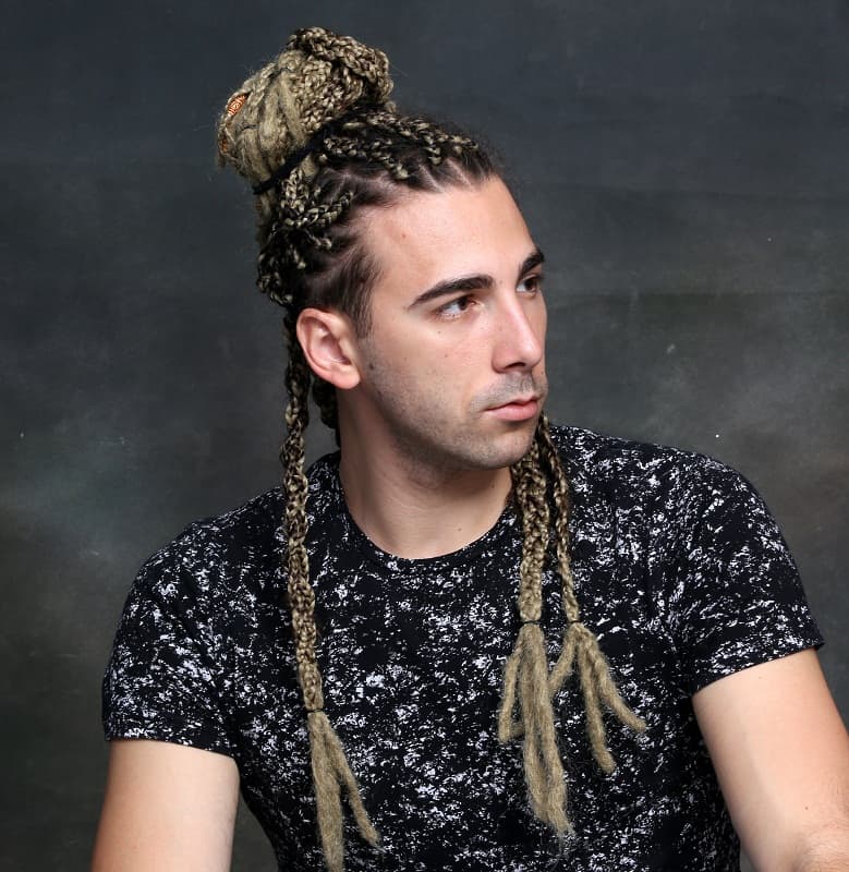 braided top bun for men