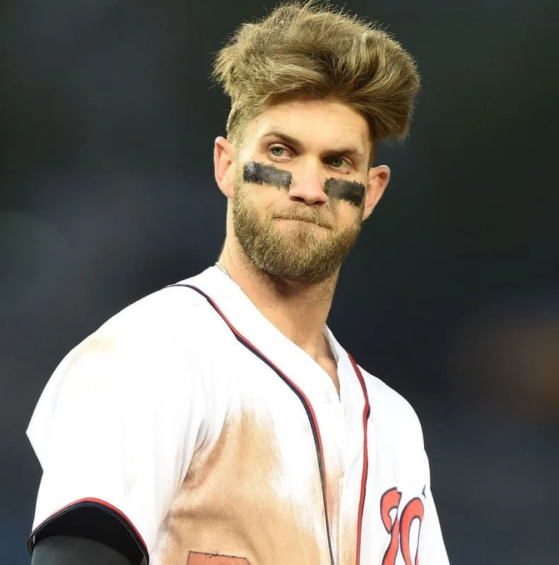 bryce harper with long top haircut