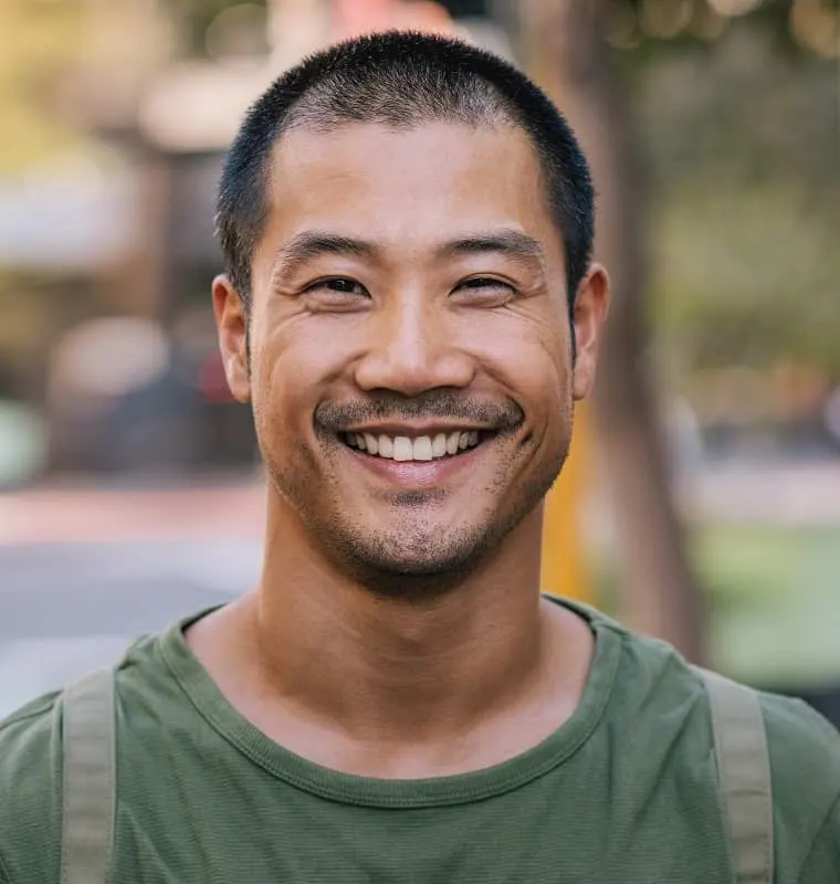 Portrait of a young asian male with buzz cut hair on Craiyon