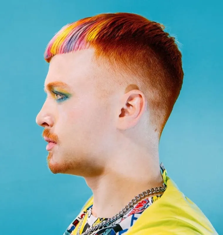 colorful caesar haircut
