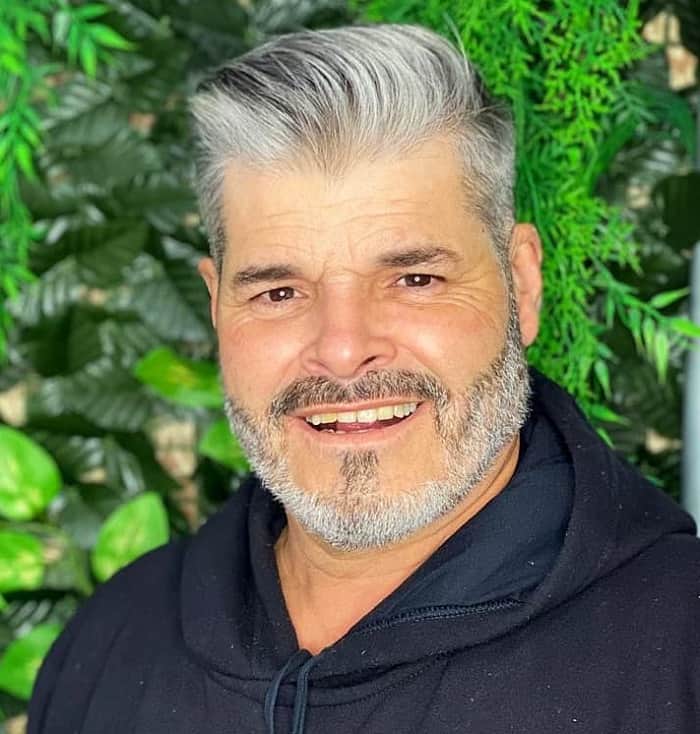 grey hair for man with fat face 
