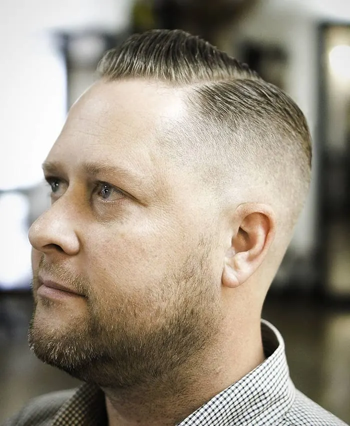 side part haircut for man with fat face 
