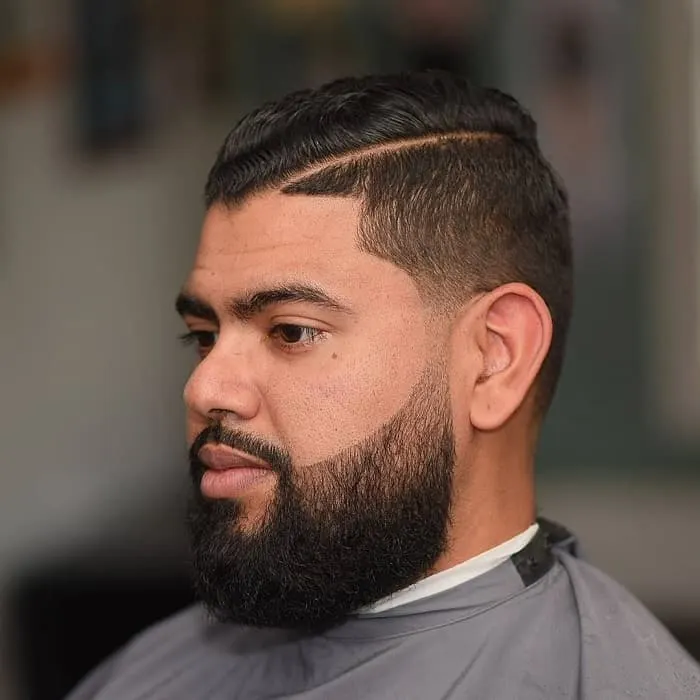 hard part haircut for man with fat face 
