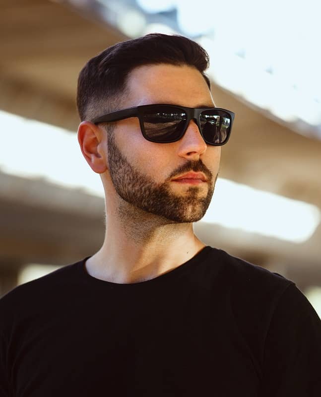 square faced man with fade haircut