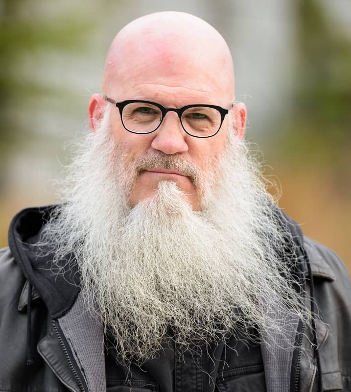 bald man with long beard