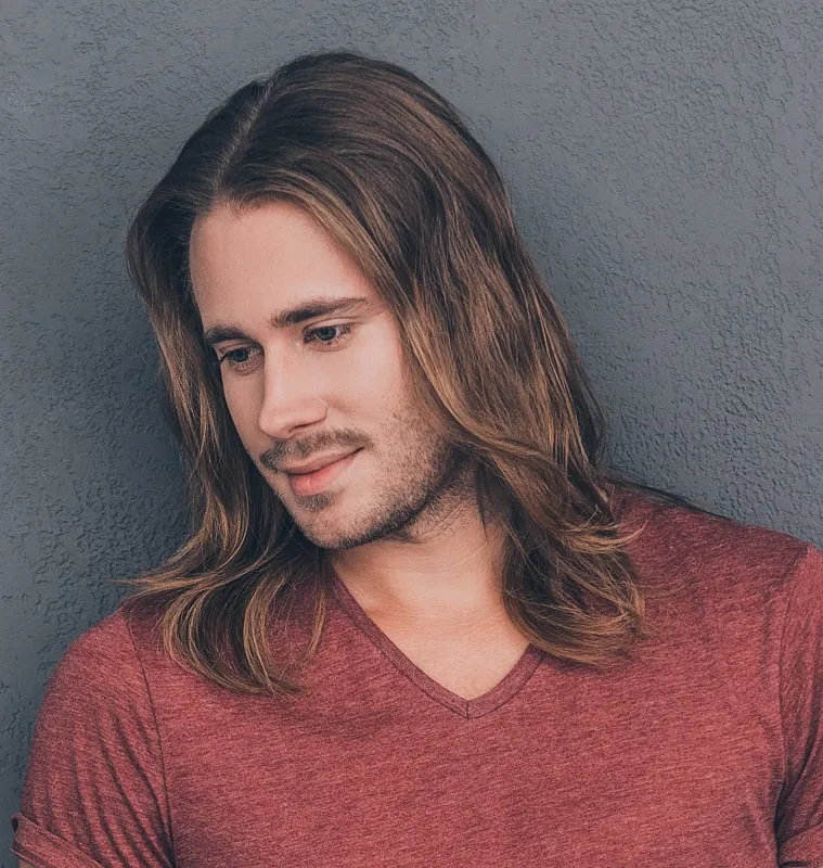 men's long hair with middle part