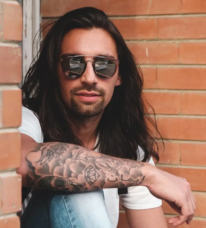 Hipster man with long hair