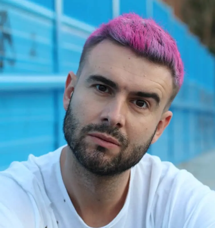 pink highlights for men with dark hair