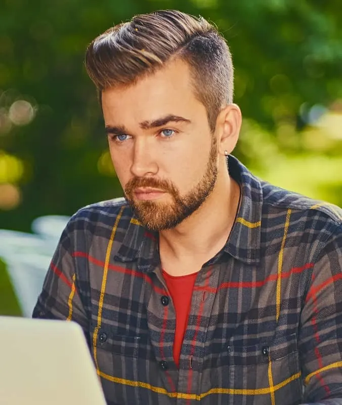 hipster guy with side part hairstyle