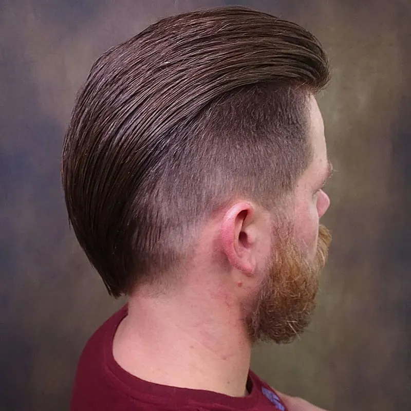 slicked back hair with undercut