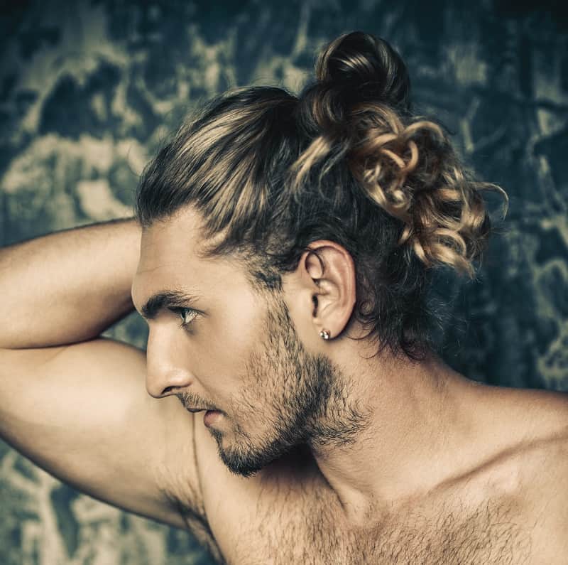 long hair with stubble beard