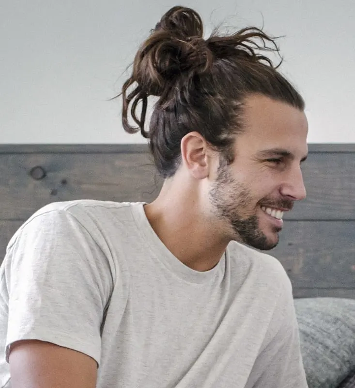 messy top knot for men