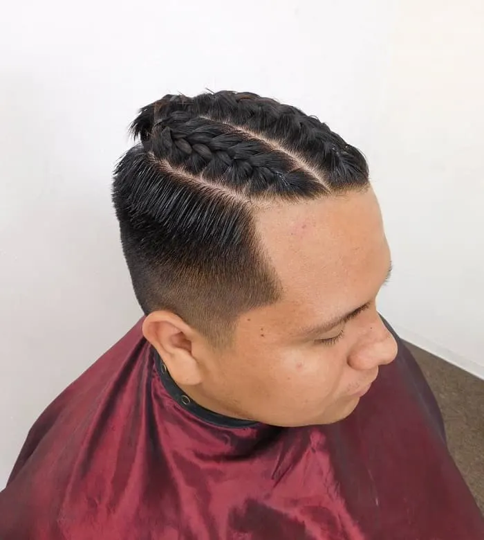 two braided buns for men